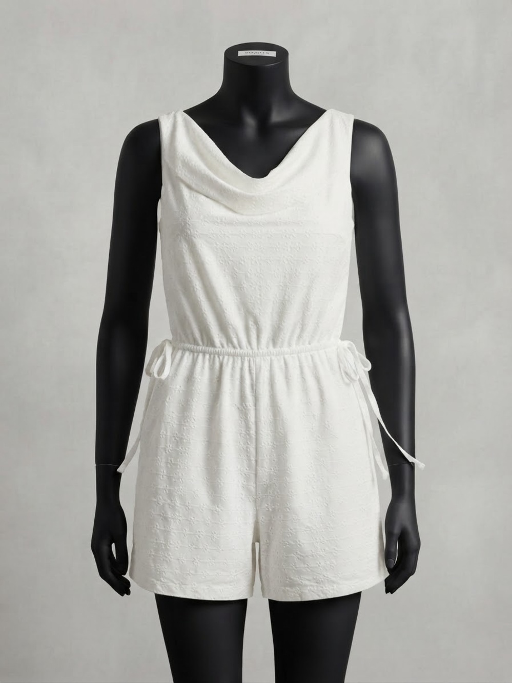 Emma & Michele White Cowl-Neck Swim One-Piece Romper